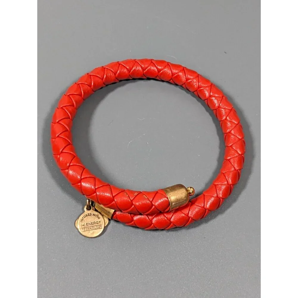 Alex Ani Orange Braided Leather Wrap Bracelet 7 inch - Picture 6 of 8